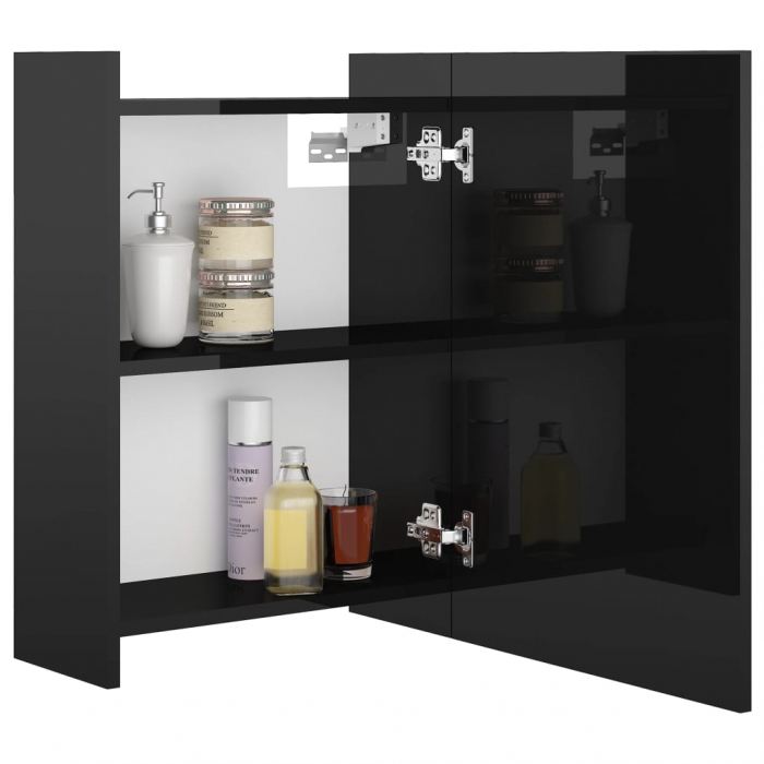 DULAP DE BAIE CU OGLINDA NEGRU EXTRALUCIOS 62.5X20.5X64 CM PAL, NEGRU LUCIOS [4]