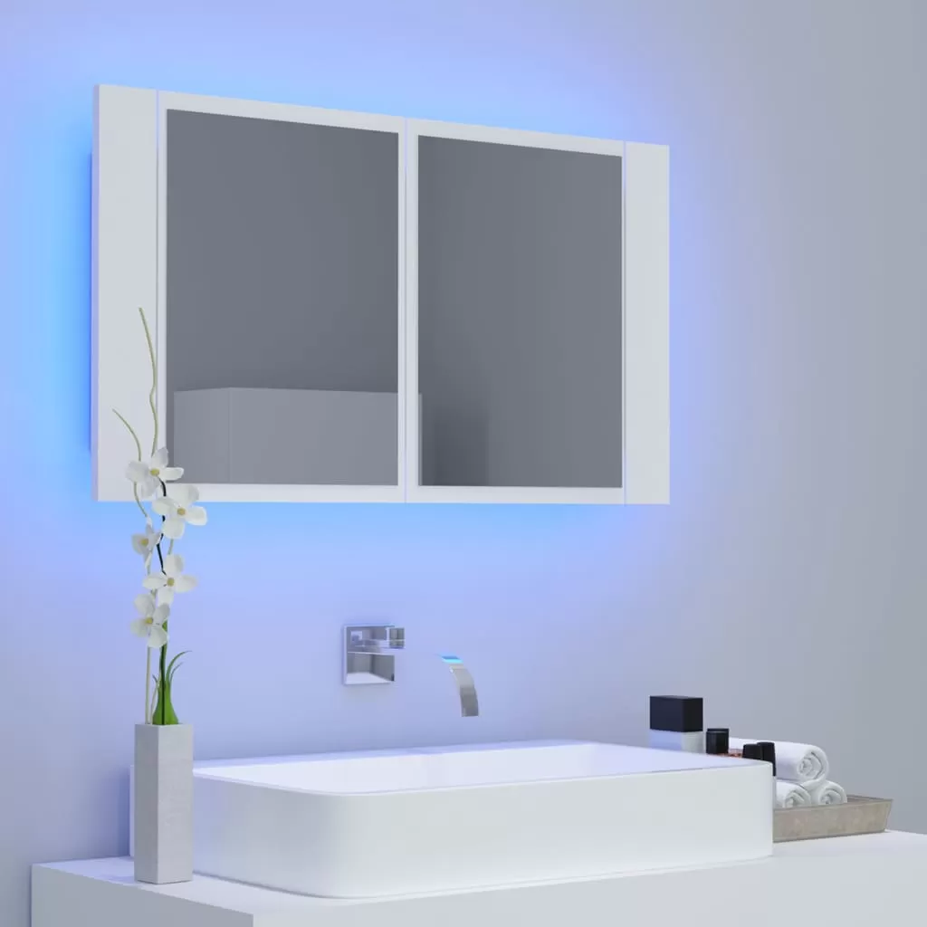 DULAP DE BAIE CU OGLINDA SI LED, ALB [3]