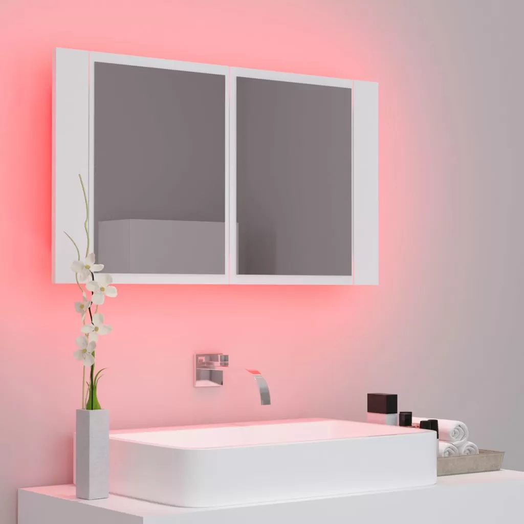 DULAP DE BAIE CU OGLINDA SI LED, ALB [5]