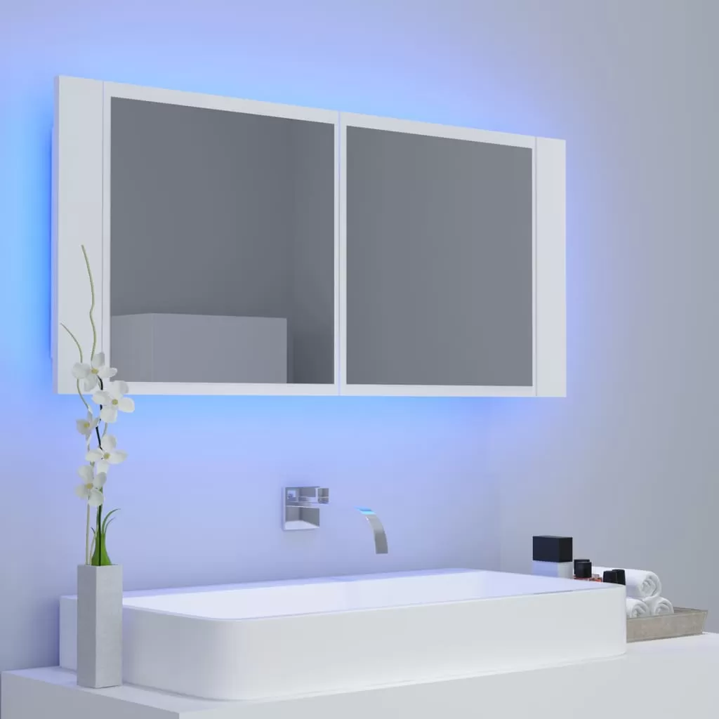 DULAP DE BAIE CU OGLINDA SI LED, ALB [5]