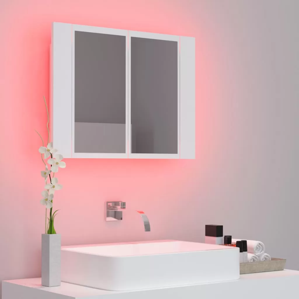 DULAP DE BAIE CU OGLINDA SI LED, ALB [5]