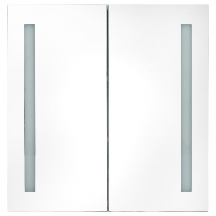 DULAP DE BAIE CU OGLINDA SI LED, ALB SI ARGINTIU, 62 X 14 X 60 CM [3]