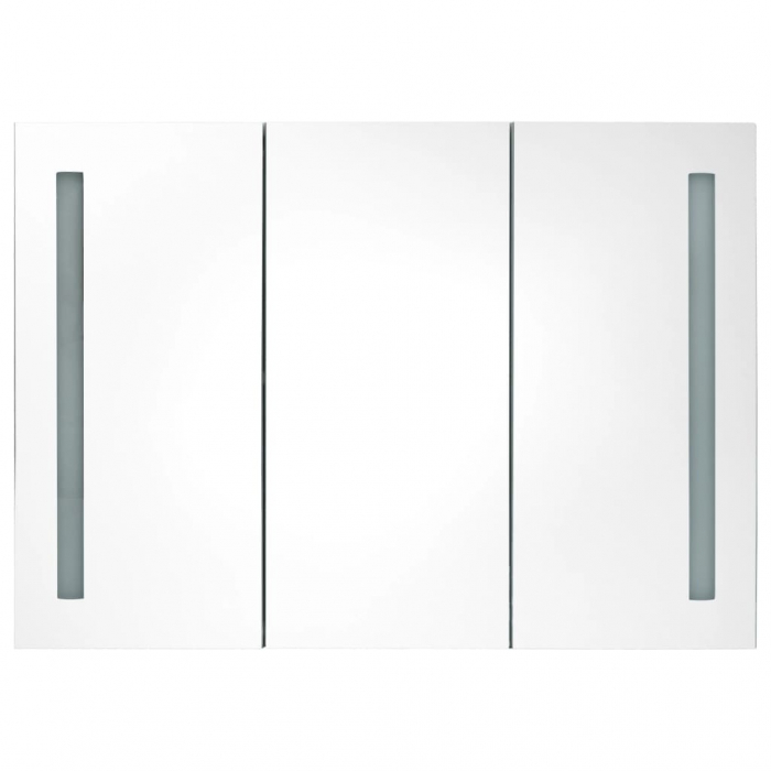 DULAP DE BAIE CU OGLINDA SI LED, ALB SI ARGINTIU, 89 X 14 X 62 CM [3]