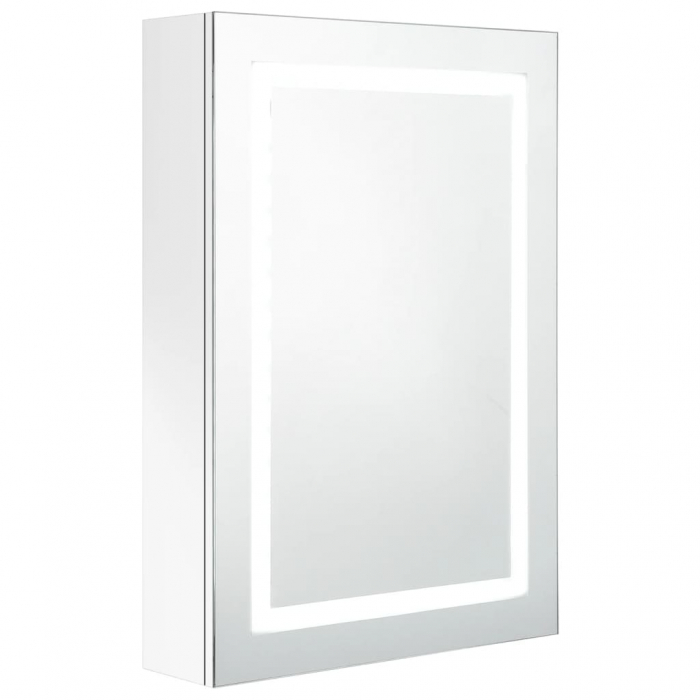 DULAP DE BAIE CU OGLINDA SI LED, ALB STRĂLUCITOR [2]