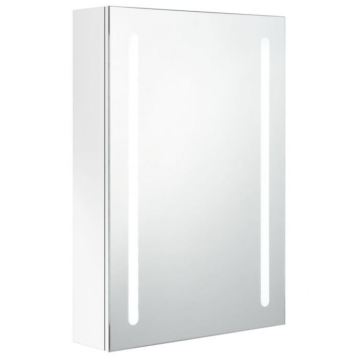 DULAP DE BAIE CU OGLINDA SI LED, ALB STRĂLUCITOR, 50 X 13 X 70 CM [2]