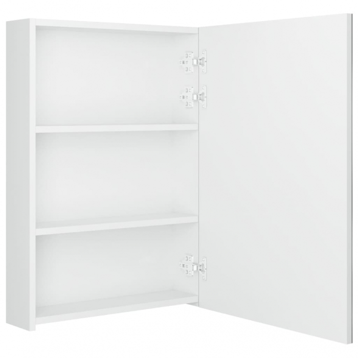 DULAP DE BAIE CU OGLINDA SI LED, ALB STRĂLUCITOR, 50 X 13 X 70 CM [5]