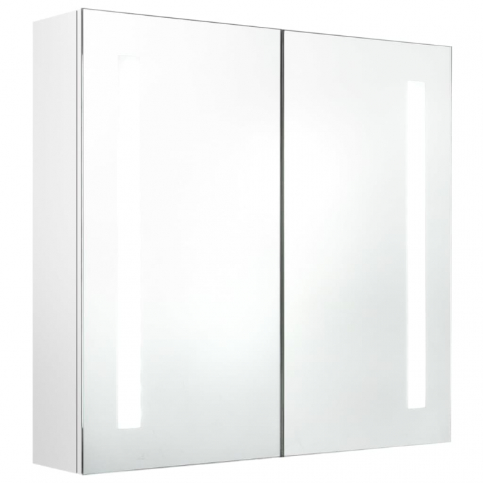 DULAP DE BAIE CU OGLINDA SI LED ALB STRALUCITOR 62X14X60 CM, ALB STRĂLUCITOR, 62 X 14 X 60 CM [2]