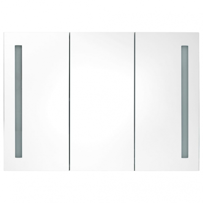 DULAP DE BAIE CU OGLINDA SI LED, ALB STRĂLUCITOR, 89 X 14 X 62 CM [3]