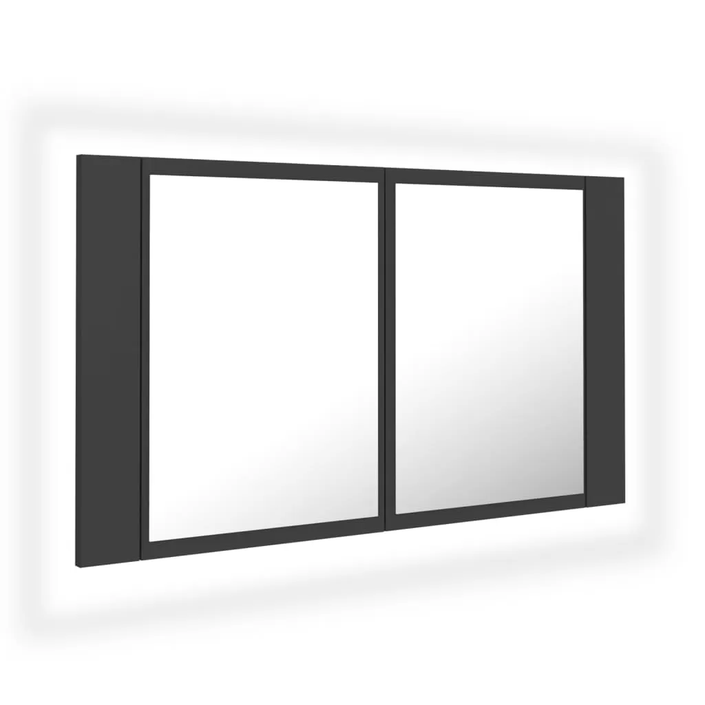 DULAP DE BAIE CU OGLINDA SI LED, GRI [2]