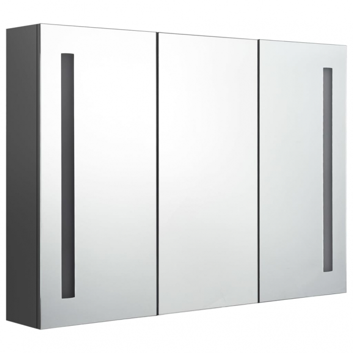 DULAP DE BAIE CU OGLINDA SI LED, GRI, 89 X 14 X 62 CM [2]
