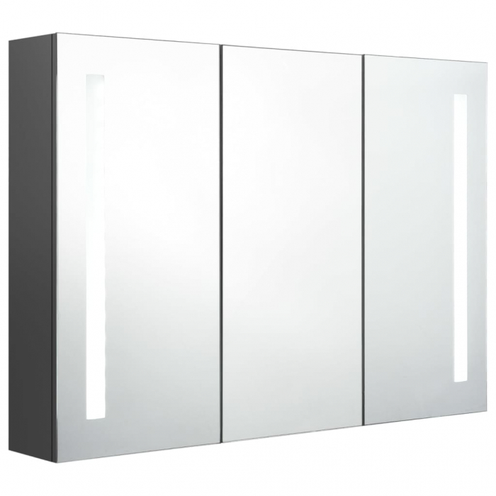 DULAP DE BAIE CU OGLINDA SI LED, GRI, 89 X 14 X 62 CM [3]