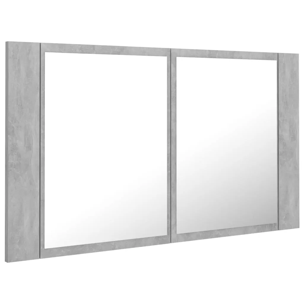 DULAP DE BAIE CU OGLINDA SI LED, GRI BETON [8]