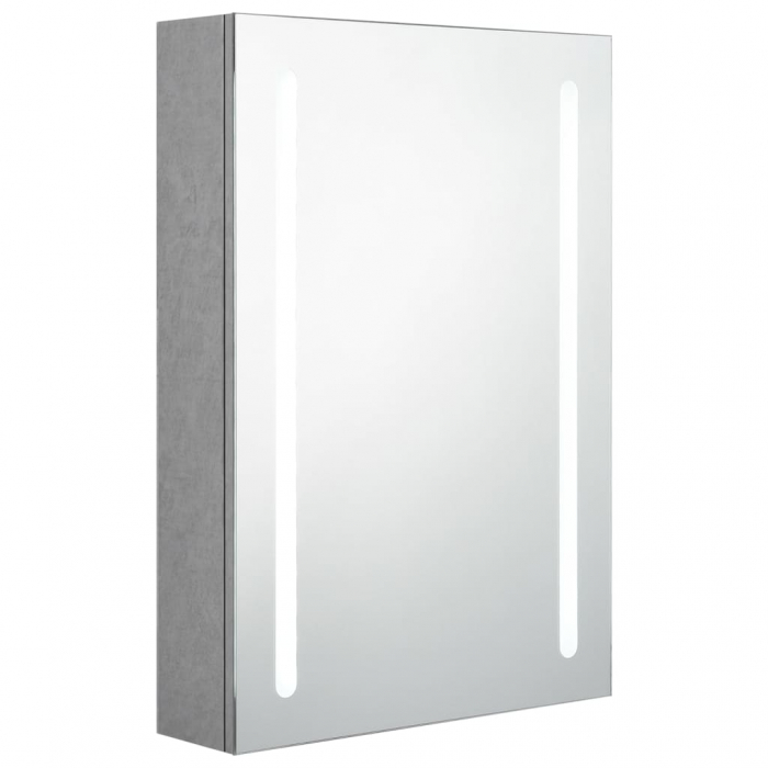 DULAP DE BAIE CU OGLINDA SI LED, GRI BETON, 50 X 13 X 70 CM [2]