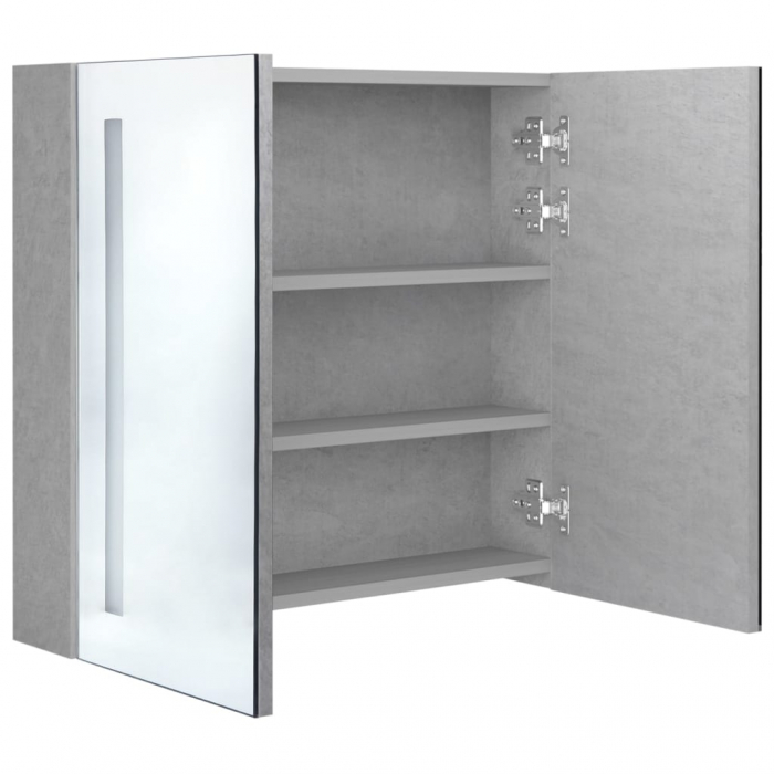 DULAP DE BAIE CU OGLINDA SI LED, GRI BETON, 62 X 14 X 60 CM [4]