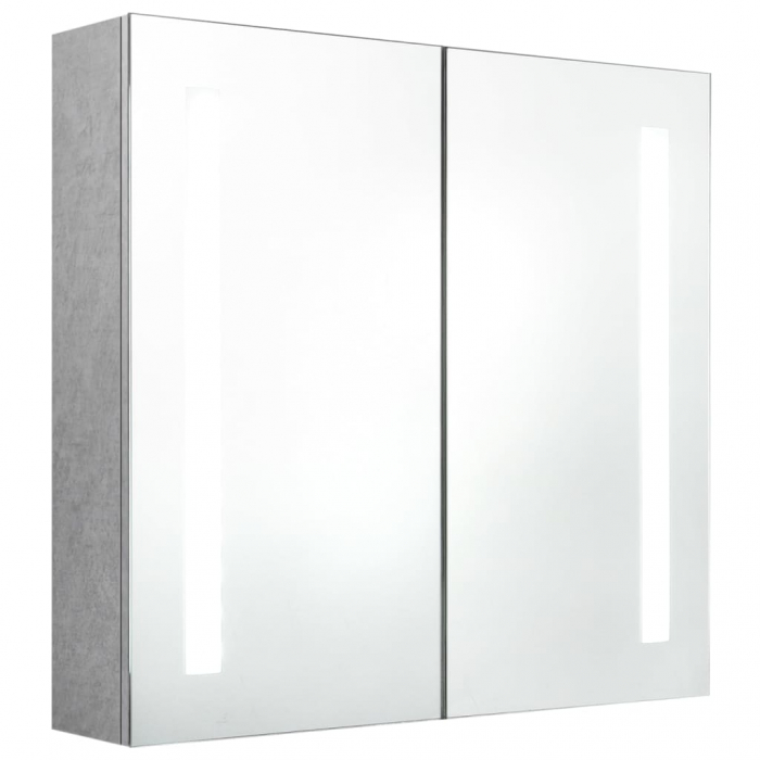 DULAP DE BAIE CU OGLINDA SI LED, GRI BETON, 62 X 14 X 60 CM [2]