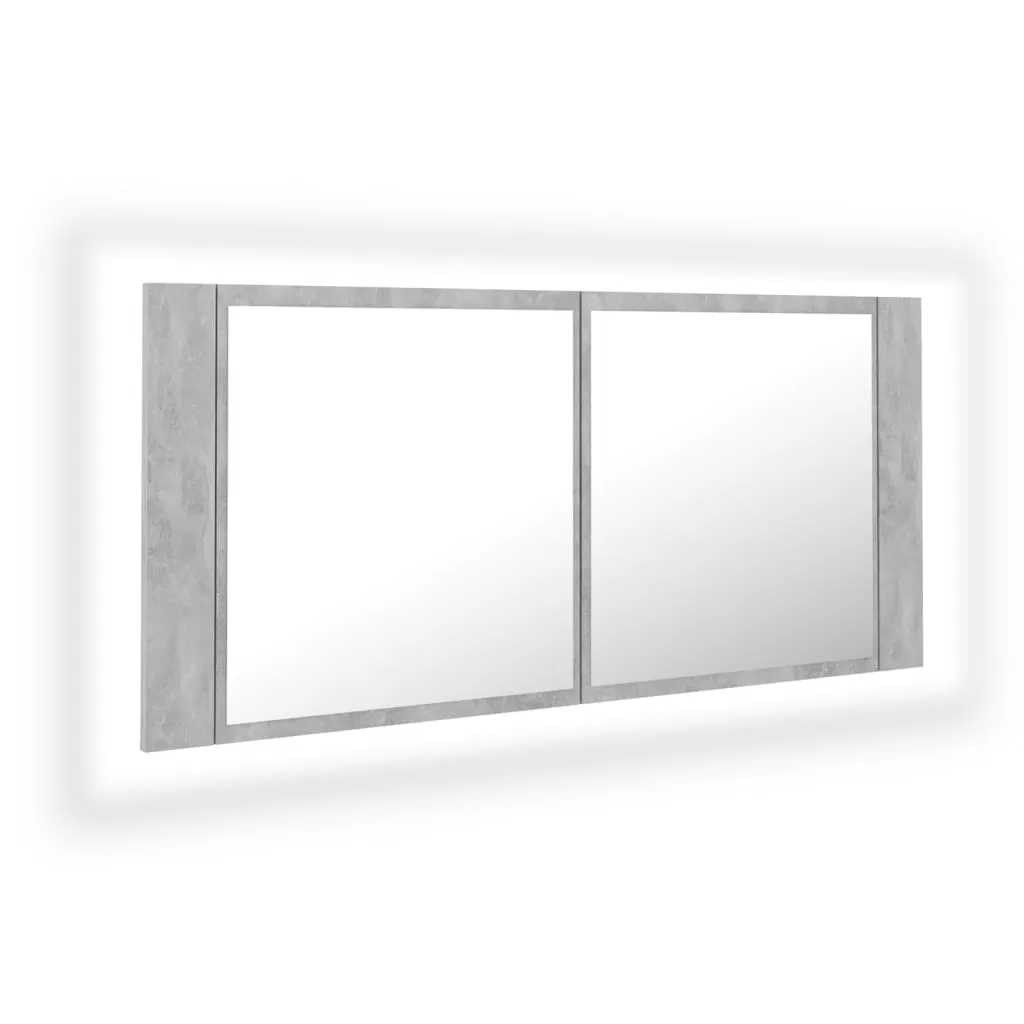 DULAP DE BAIE CU OGLINDA SI LED, GRI BETON [2]