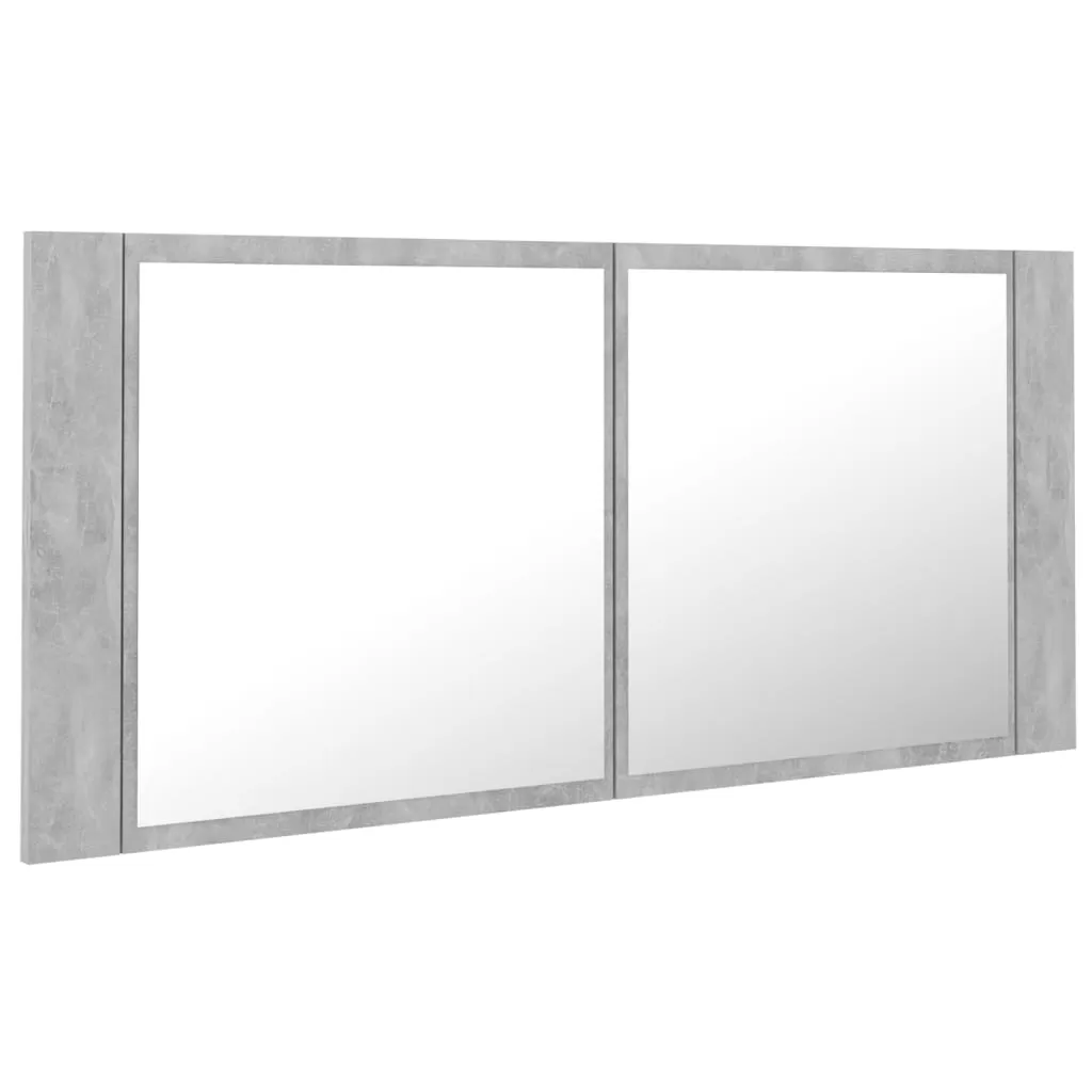 DULAP DE BAIE CU OGLINDA SI LED, GRI BETON [8]