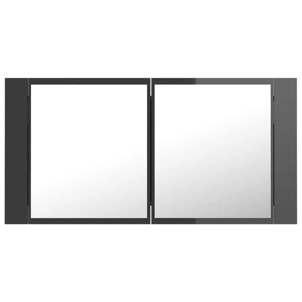 DULAP DE BAIE CU OGLINDA SI LED, GRI LUCIOS [9]