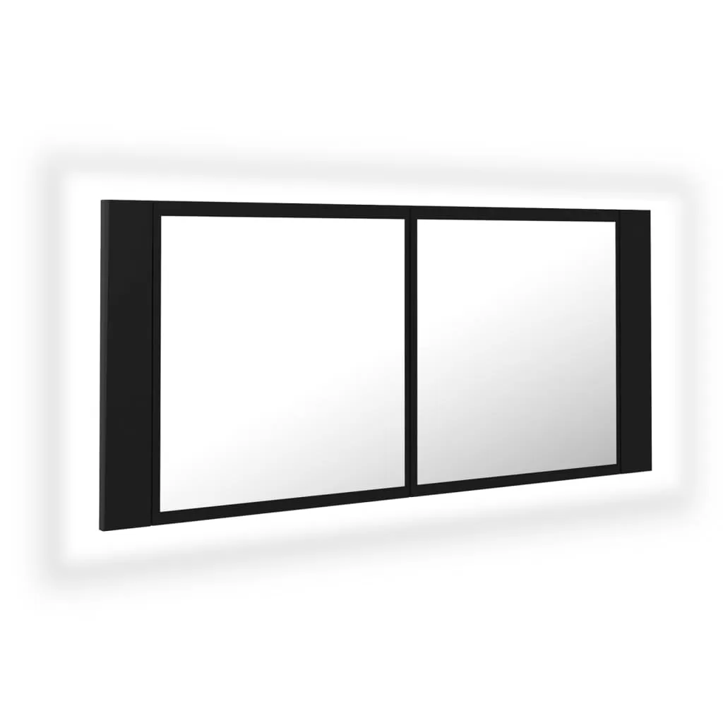 DULAP DE BAIE CU OGLINDA SI LED, NEGRU [2]