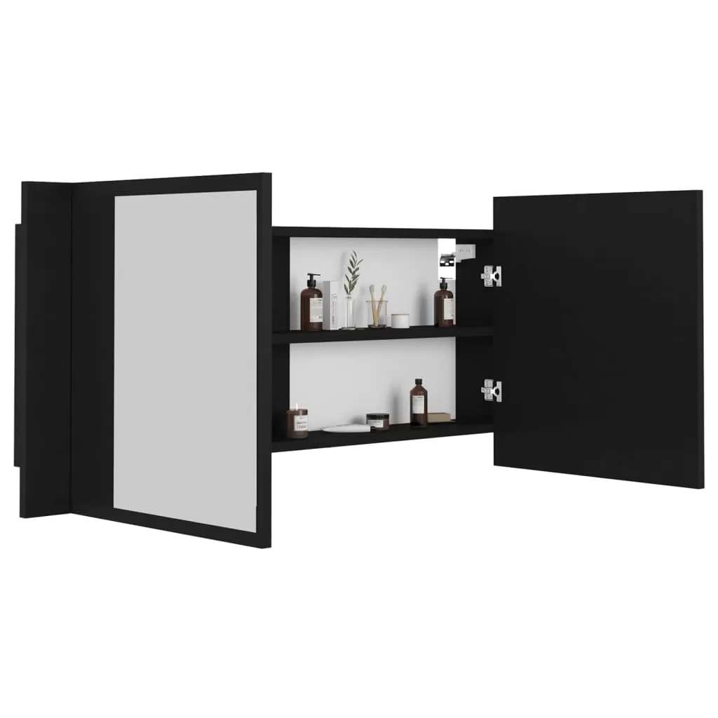 DULAP DE BAIE CU OGLINDA SI LED, NEGRU [3]