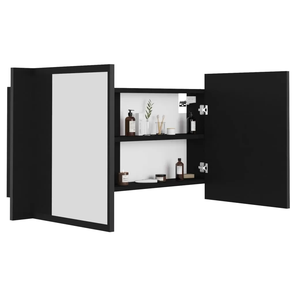 DULAP DE BAIE CU OGLINDA SI LED, NEGRU [7]