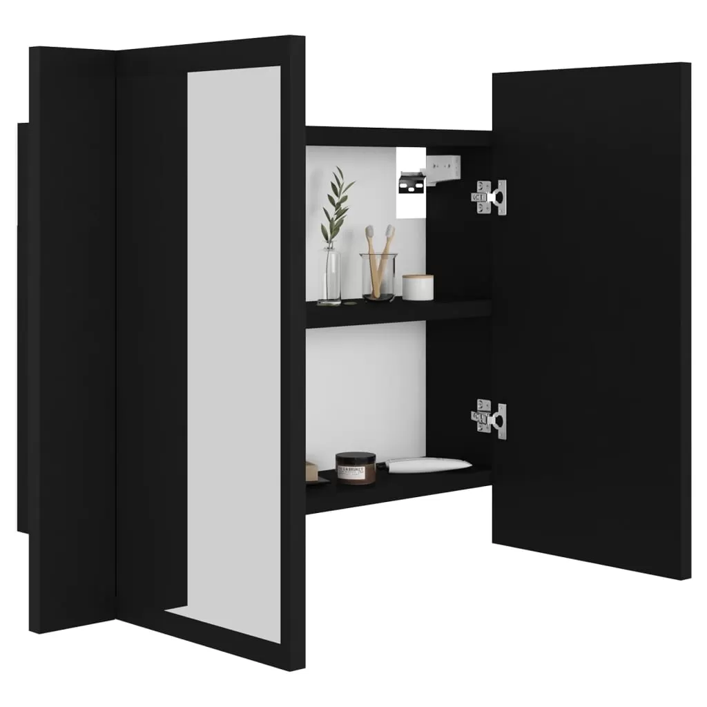 DULAP DE BAIE CU OGLINDA SI LED, NEGRU [7]