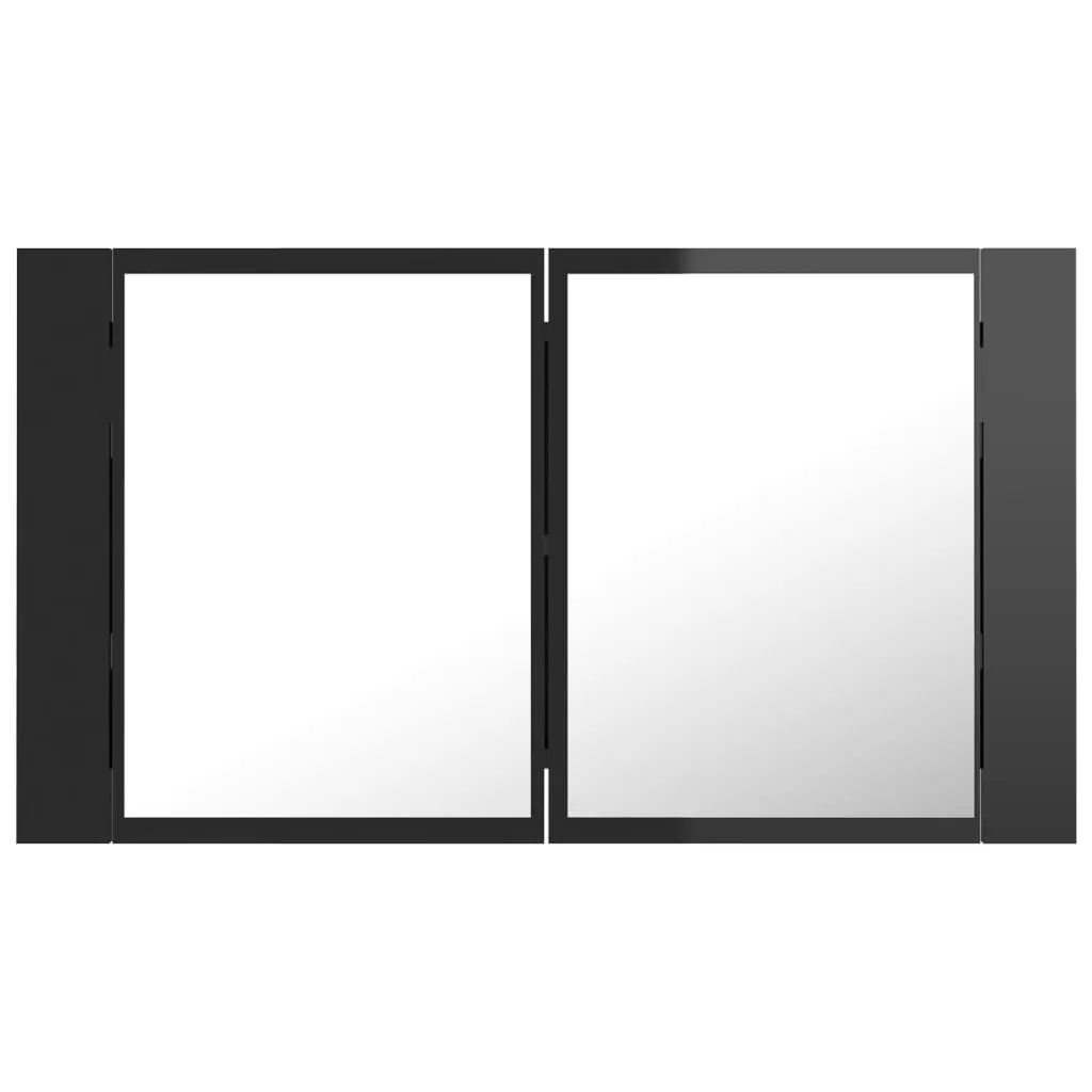 DULAP DE BAIE CU OGLINDA SI LED, NEGRU LUCIOS [9]