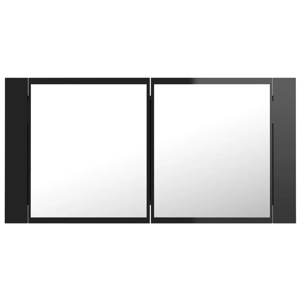 DULAP DE BAIE CU OGLINDA SI LED, NEGRU LUCIOS [9]