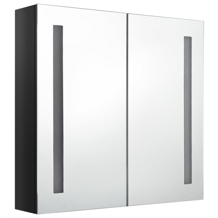 DULAP DE BAIE CU OGLINDA SI LED NEGRU STRALUCITOR 62X14X60 CM, NEGRU STRĂLUCITOR, 62 X 14 X 60 CM [3]