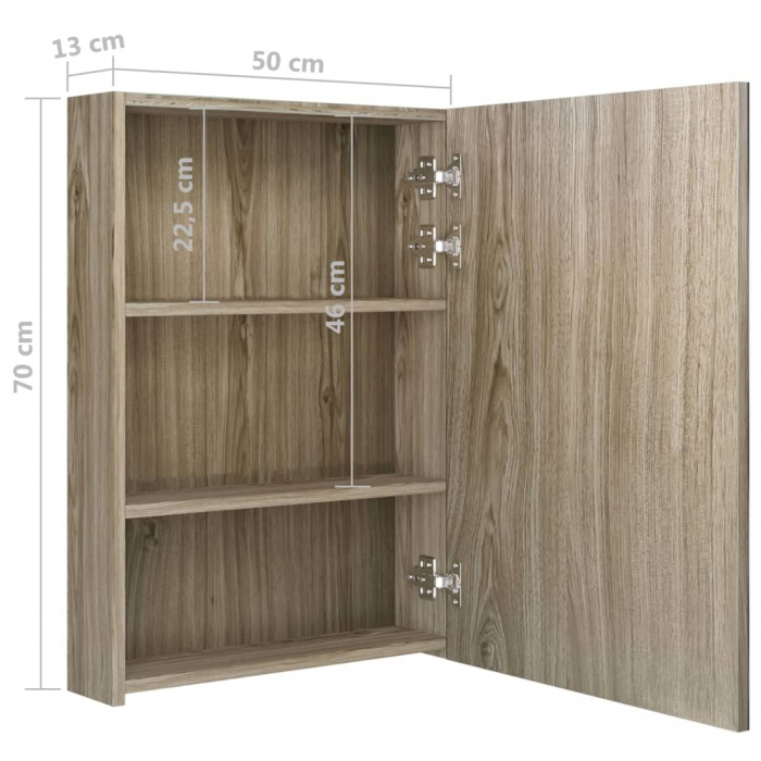 DULAP DE BAIE CU OGLINDA SI LED, STEJAR, 50 X 13 X 70 CM [8]