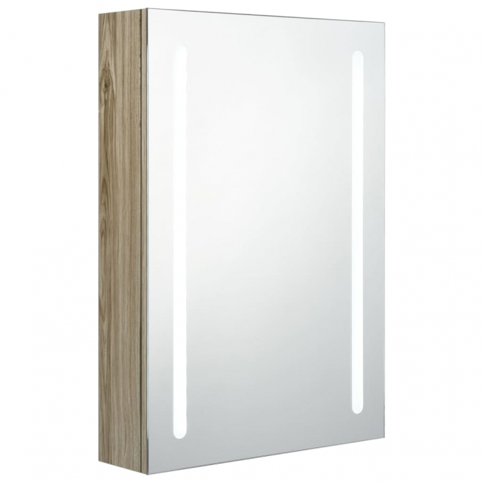 DULAP DE BAIE CU OGLINDA SI LED, STEJAR, 50 X 13 X 70 CM [2]