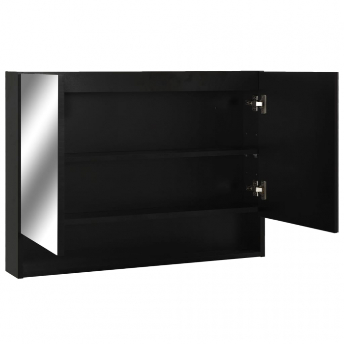 DULAP DE BAIE CU OGLINDA SI LED-URI, NEGRU [4]