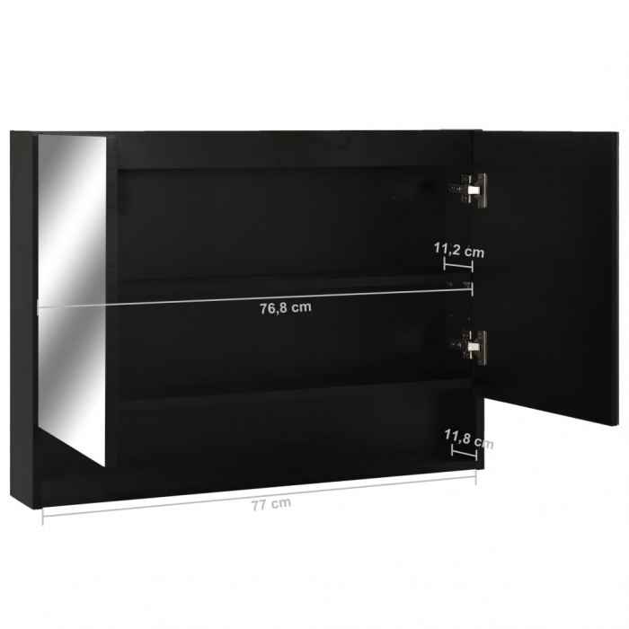 DULAP DE BAIE CU OGLINDA SI LED-URI, NEGRU [10]