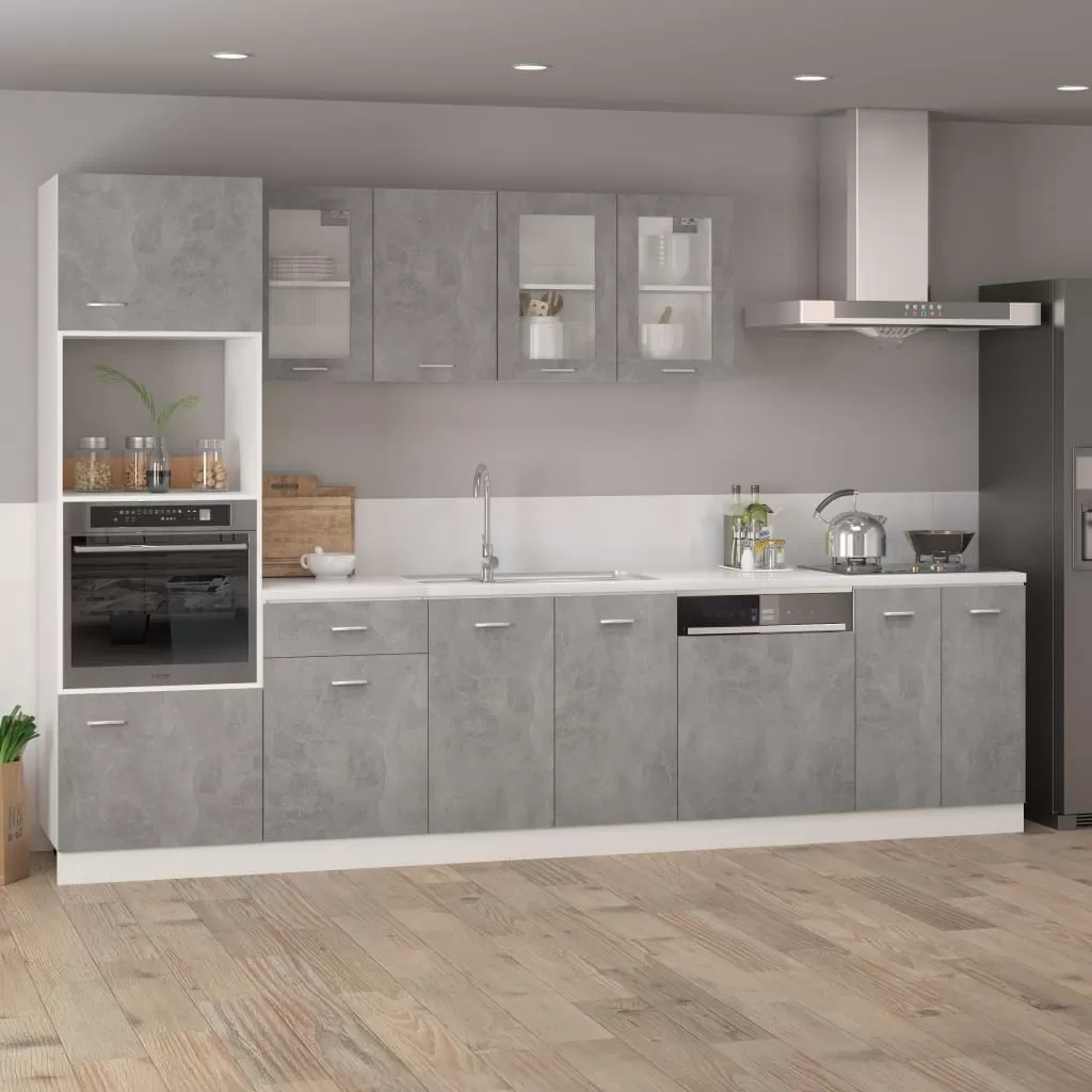 DULAP DE CUPTOR CU MICROUNDE, GRI BETON [3]