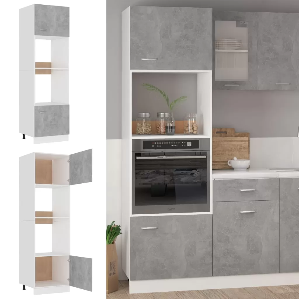 DULAP DE CUPTOR CU MICROUNDE, GRI BETON [2]