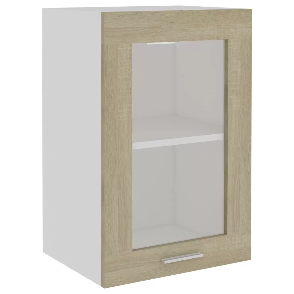 DULAP DE STICLA SUSPENDAT, STEJAR SONOMA, 40 X 31 X 60 CM [2]