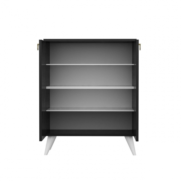 DULAP DEPOZITAT INCALTAMINTE, PANTOFAR, PAL MELAMINAT, 4 RAFTURI, NEGRU MARMURA, 72X37X91 CM, LEMI, MINAR [3]