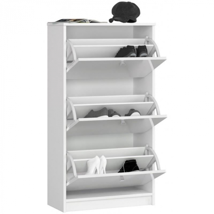 DULAP DEPOZITAT INCALTAMINTE, PANTOFAR, PLACA LAMINATA, 3 SERTARE, ALB LUCIOS, 60X28.5X113 CM [3]