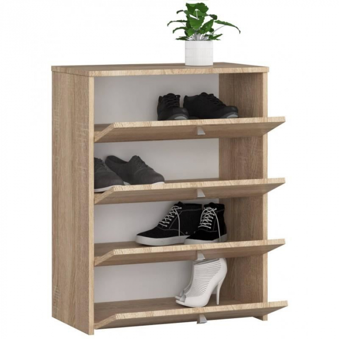 DULAP DEPOZITAT INCALTAMINTE, PANTOFAR, PLACA LAMINATA, 4 SERTARE, STEJAR, 60X33X80 CM [3]