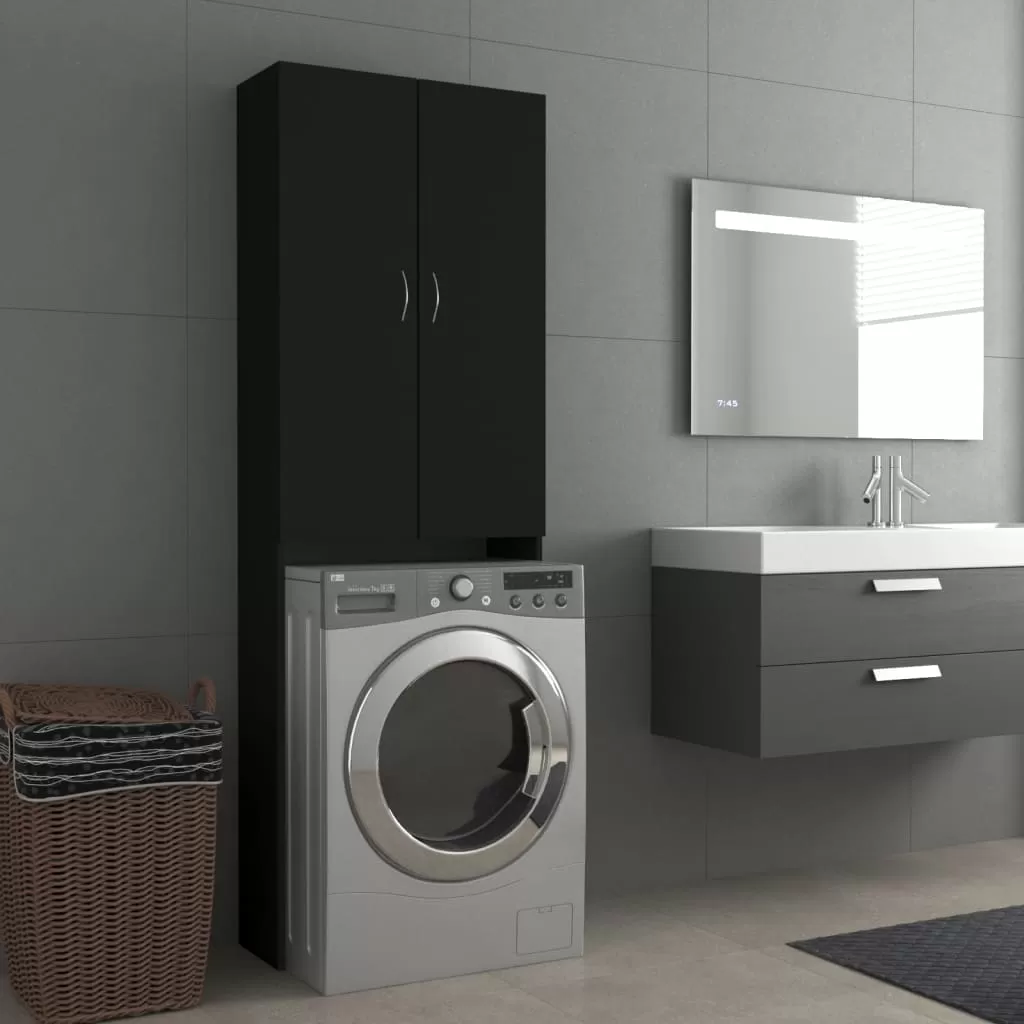 DULAP MASINA DE SPALAT, NEGRU, 64 X 25,5 X 190 CM [1]