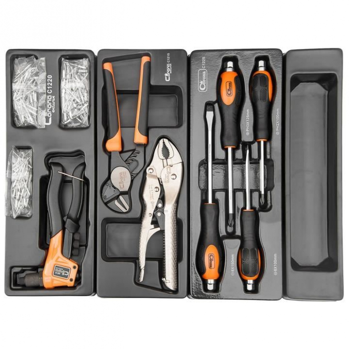 DULAP MOBIL PENTRU UNELTE, 10 SERTARE, 725X927X465 MM, CONTINE 25 SETURI DE UNELTE, 386 ELEMENTE, RICHMANN EXCLUSIVE [10]