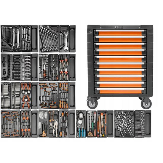 DULAP MOBIL PENTRU UNELTE, 10 SERTARE, 725X927X465 MM, CONTINE 25 SETURI DE UNELTE, 386 ELEMENTE, RICHMANN EXCLUSIVE [1]