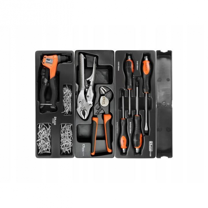 DULAP MOBIL PENTRU UNELTE, 10 SERTARE + SPATIU LATERAL CU USA, 970X927X465 MM, CONTINE 25 SETURI DE UNELTE, 386 ELEMENTE, RICHMANN EXCLUSIVE [10]