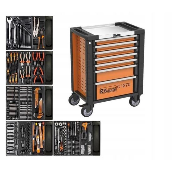 DULAP MOBIL PENTRU UNELTE, 7 SERTARE, 725X927X465 MM, CONTINE 14 SETURI DE UNELTE, 268 ELEMENTE, RICHMANN EXCLUSIVE [1]