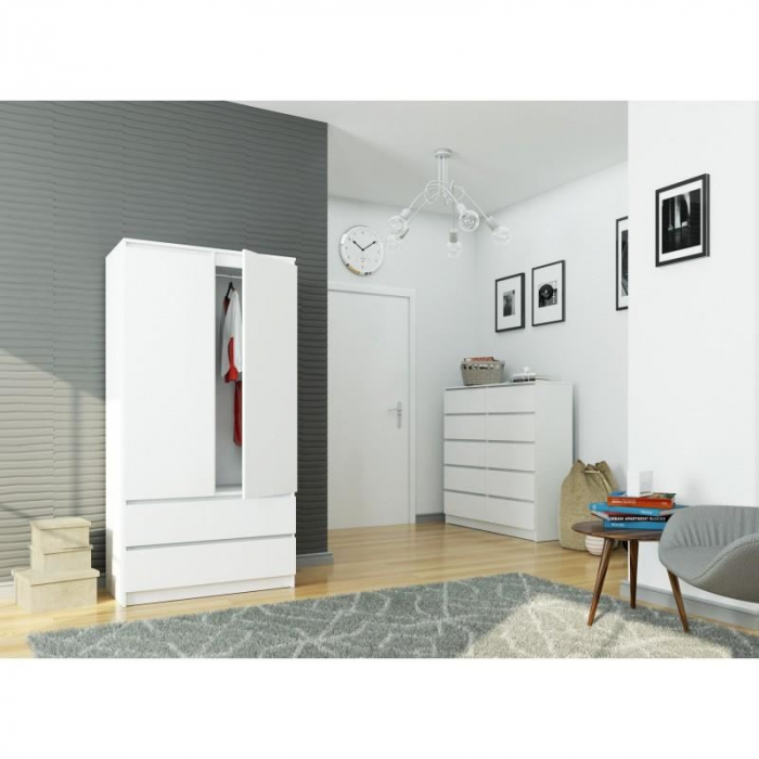 DULAP, PLACA LAMINATA, 2 SERTARE, 4 RAFTURI, 1 SUPORT UMERASE, ALB, 90X51X180 CM [2]