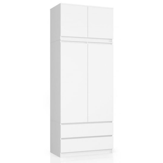 DULAP, PLACA LAMINATA, 2 SERTARE, 6 RAFTURI, 1 SUPORT UMERASE, ALB, 90X51X234 CM [1]