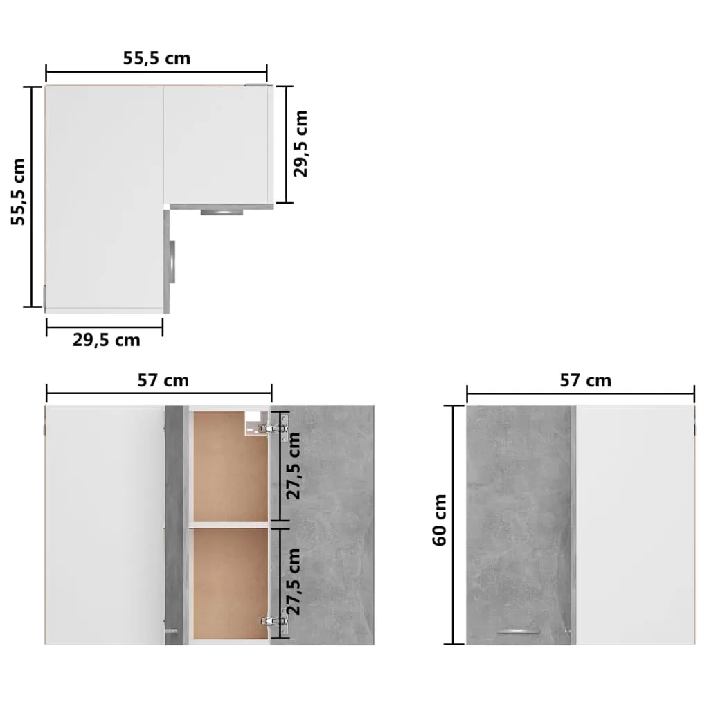 DULAP SUSPENDAT DE COLT, GRI BETON [9]