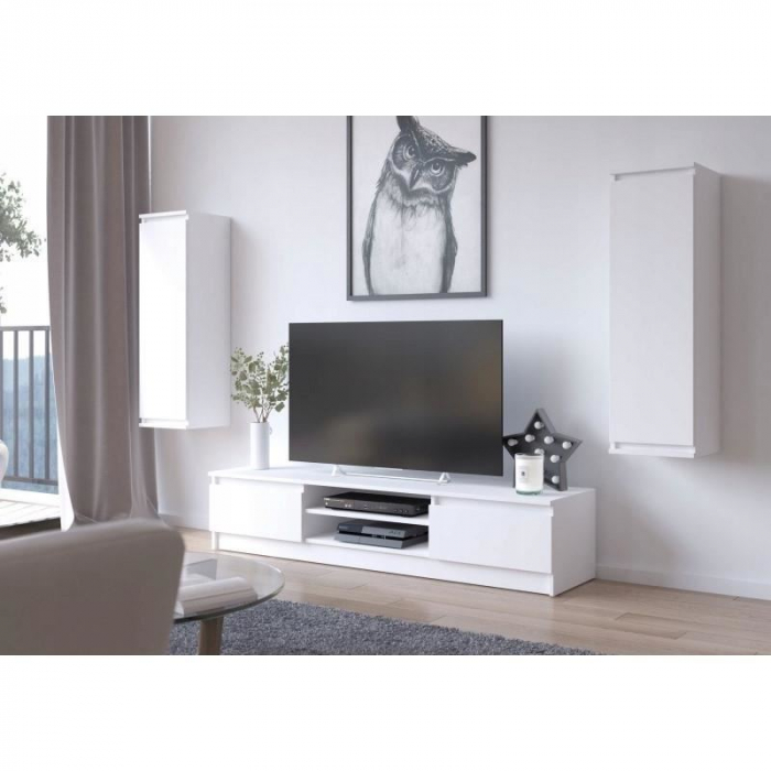 DULAP SUSPENDAT, PLACA LAMINATA, 3 RAFTURI, 1 USA, ALB, 40X30X99 CM [3]