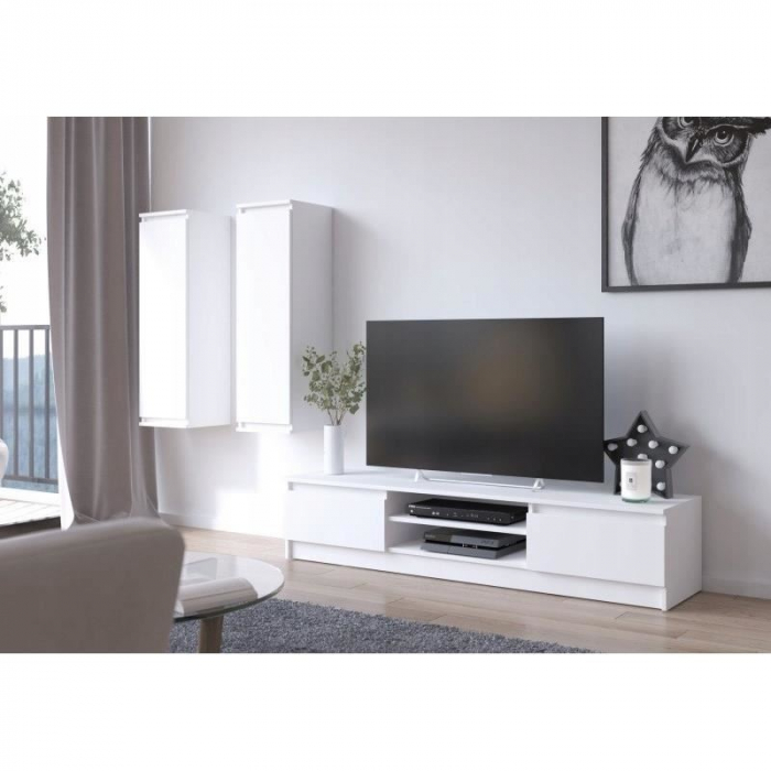 DULAP SUSPENDAT, PLACA LAMINATA, 3 RAFTURI, 1 USA, ALB, 40X30X99 CM [4]