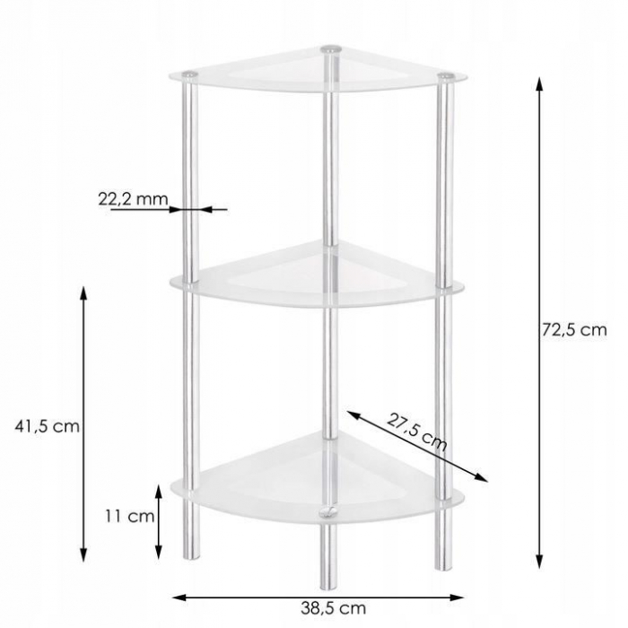 ETAJERA, RAFT, DE COLT, METAL SI STICLA, 3 POLITE, 38.5X27.5X72.5 CM, SPRINGOS [2]
